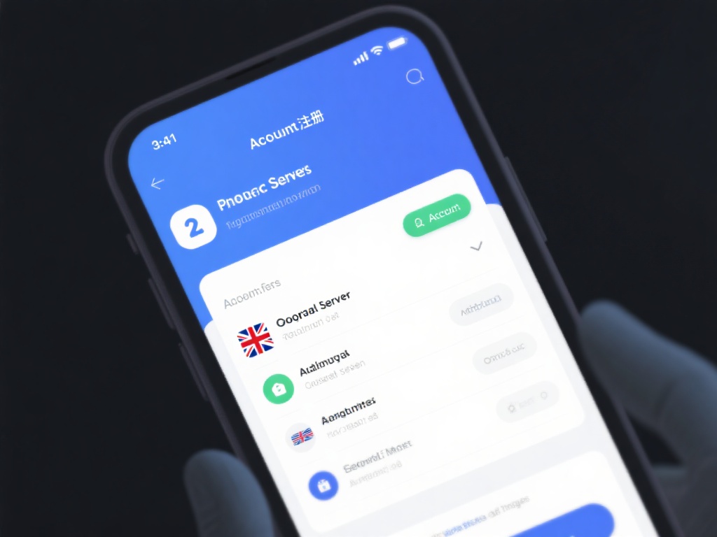 2.完成注册并选择服务器
打开应用后，根据提示完